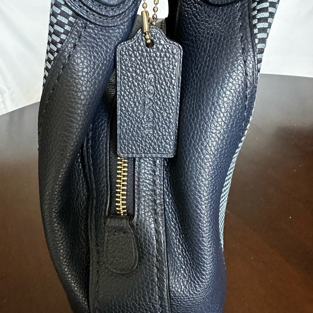 Coach Edie 3 Midnight/Milk Jacquard & Leather Shoulder Bag - Picture 5 of 7